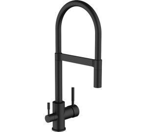 Grifo de cocina monomando 3 vias apertura en frio para equipos de tratamiento de agua Negro Tau